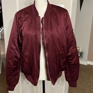 RUE21 maroon silky bomber jacket Size L